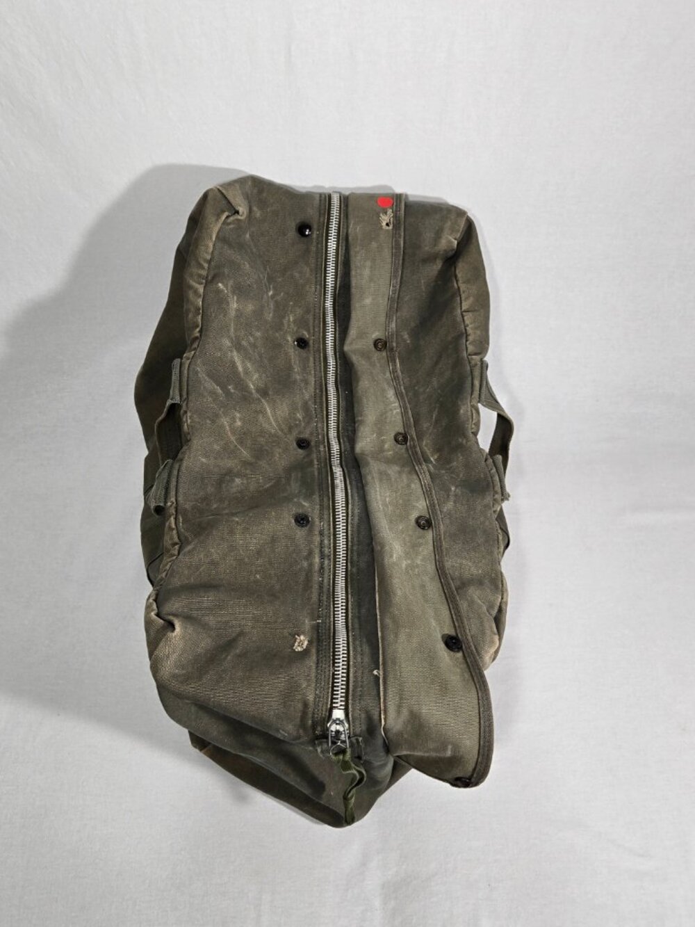 U.S.A. ORIGINAL Vintage 30s 40s Army Military SAGE CANVAS Duffel BAG Sz.33x18x15 - Picture 12 of 17